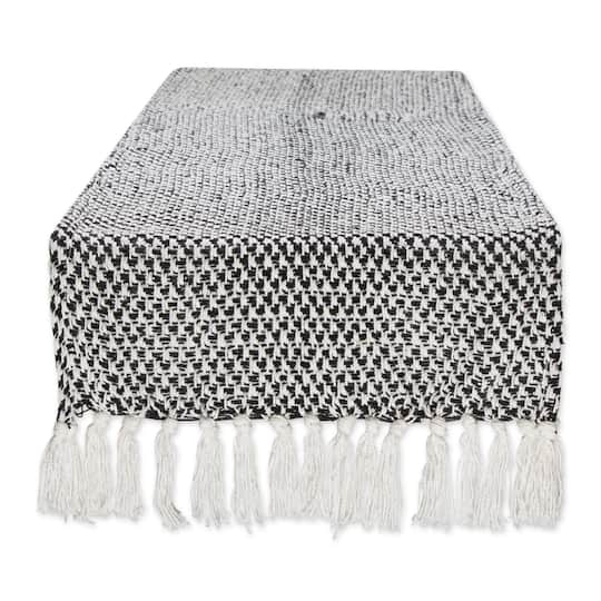 Design Imports Woven Jacquard Fringe Table Runner, 15" x 72" - Black